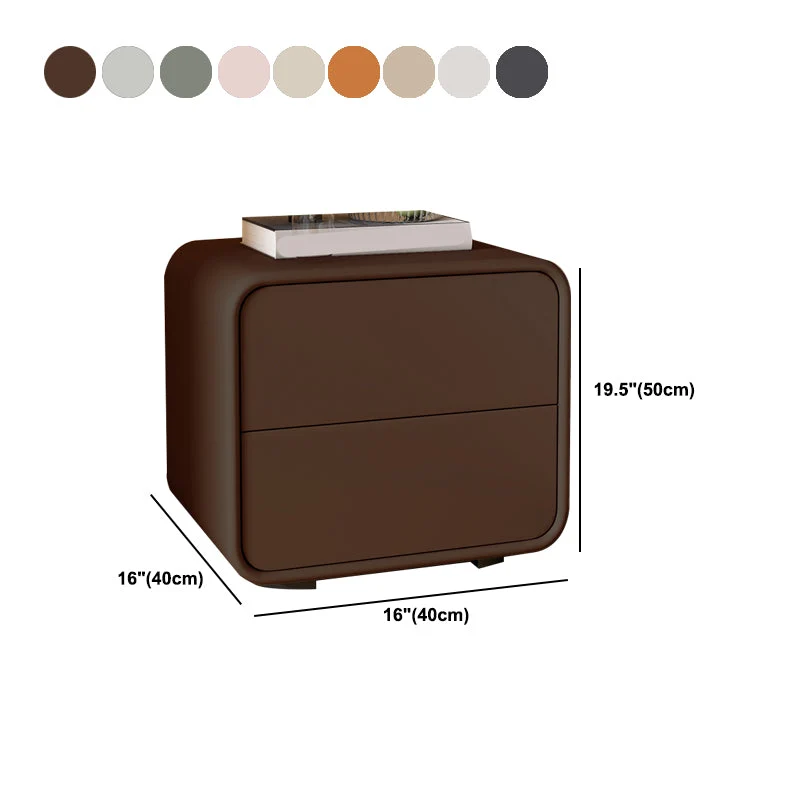 Mesita de noche de cuero con marco de madera maciza, mesa de noche de estilo contemporáneo con 2 cajones Blanco Clearhalo