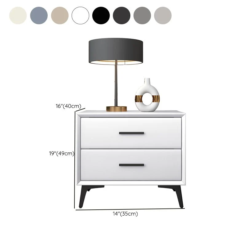 Mesita de noche de cuero Mesita de noche contemporánea con 2 cajones Gris Clearhalo