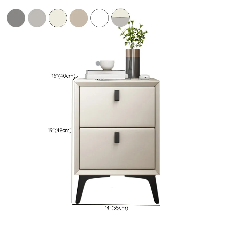Mesita de noche de cuero Mesita de noche contemporánea con cajones Gris Clearhalo