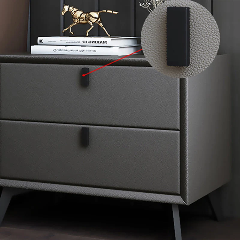 Mesita de noche de cuero mesita de noche contemporánea para dormitorio Marron Clearhalo