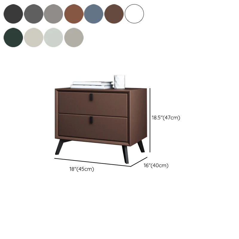 Mesita de noche de cuero mesita de noche contemporánea para dormitorio Marron Clearhalo