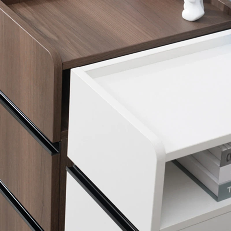 Mesita de noche decorativa escandinava de 25,5" de alto con 2 cajones Blanco Clearhalo