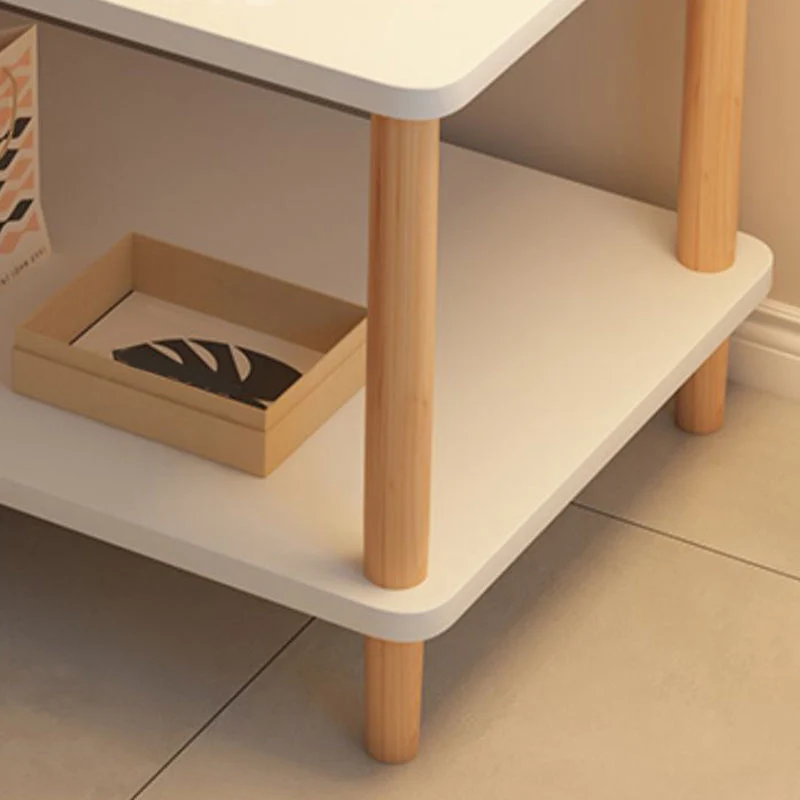 Mesita de noche escandinava con 2 estantes y 21 pulgadas de alto con patas Natural Clearhalo
