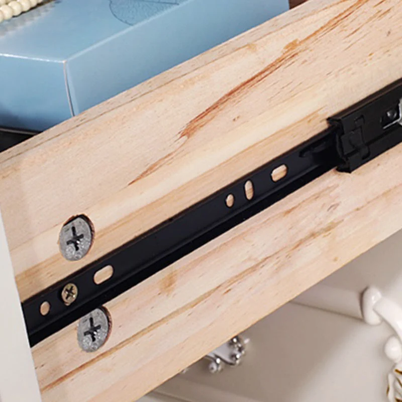 Mesita de noche francesa con tapa de madera, mesa de noche blanca con dos cajones y cuatro patas Blanco Clearhalo