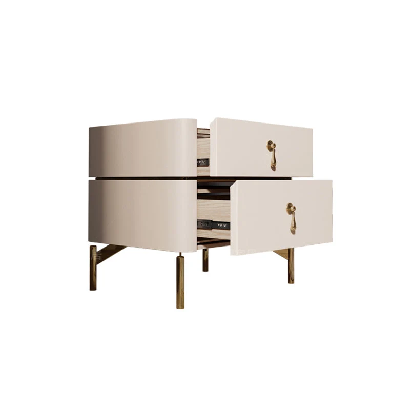 Mesita de noche Glam con 2 cajones, tapa de vidrio, patas de 19 pulgadas de alto, mesa de noche incluida Verde Clearhalo