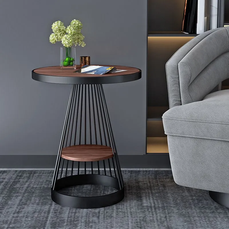 Mesita de noche Glam Mesita de noche con acento de piedra para dormitorio Negro Clearhalo