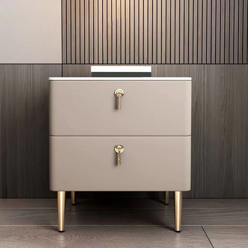 Mesita de noche glamurosa con 2 cajones, mesa decorativa con acabado antiguo Azul Clearhalo