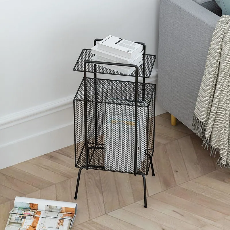 Mesita de noche de hierro con 2 estantes, patas contemporáneas, mesa de noche incluida, 27,6 pulgadas de alto Blanco Clear...