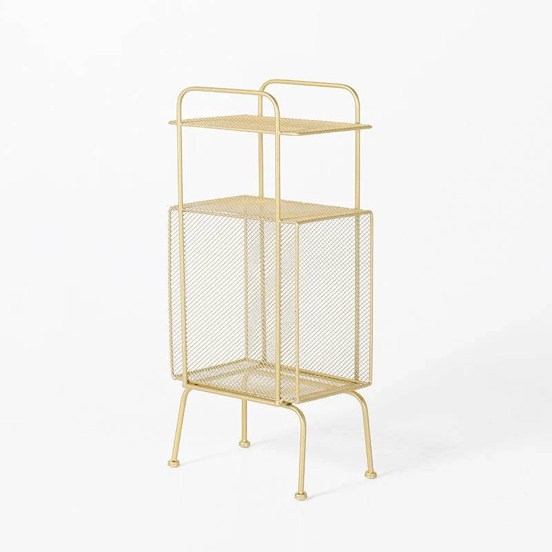 Mesita de noche de hierro con 2 estantes, patas contemporáneas, mesa de noche incluida, 27,6 pulgadas de alto Blanco Clear...