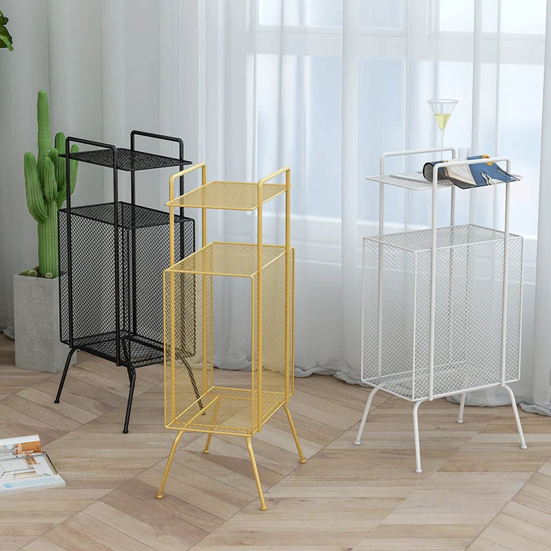 Mesita de noche de hierro con 2 estantes, patas contemporáneas, mesa de noche incluida, 27,6 pulgadas de alto Blanco Clear...
