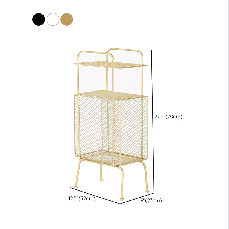 Mesita de noche de hierro con 2 estantes, patas contemporáneas, mesa de noche incluida, 27,6 pulgadas de alto Blanco Clear...