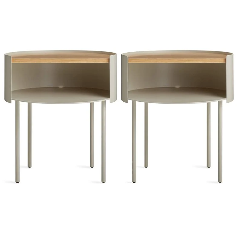 Mesita de noche de hierro y mesita de noche de madera, mesita de noche contemporánea, almacenamiento abierto Negro Clearhalo