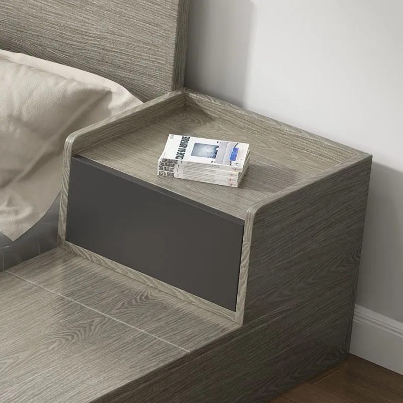 Mesita de noche de madera de 16.0 de ancho con almacenamiento cerrado para dormitorio Gris Clearhalo