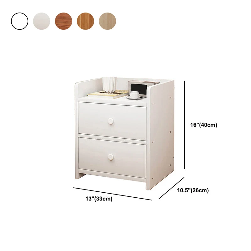Mesita de noche de madera de 1 cajón/2 cajones Mesita de noche de 15,7" de altura en marrón/blanco/natural Blanco Clearhalo