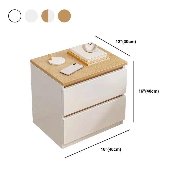 Mesita de noche de madera de color sólido con cajones de 15,7"/23,6" de altura Naturales Clearhalo