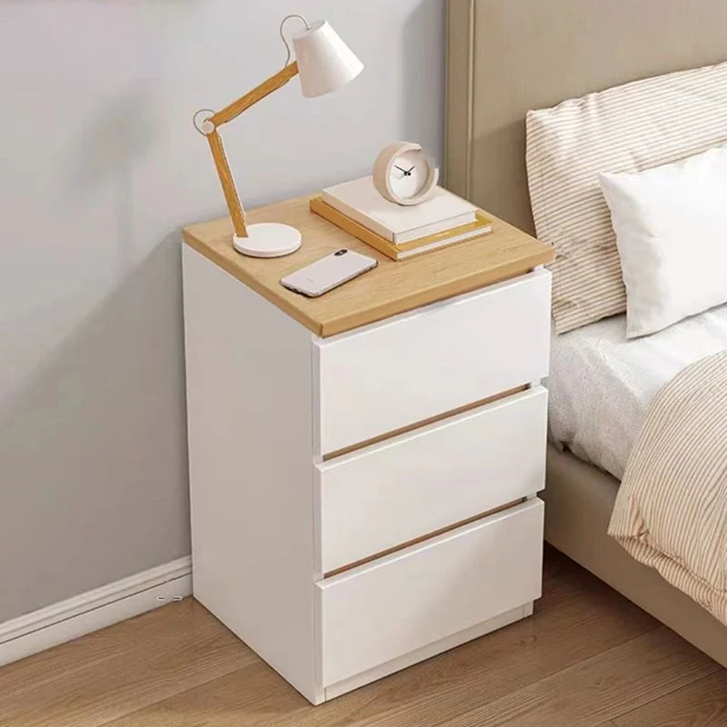 Mesita de noche de madera de color sólido con cajones de 15,7"/23,6" de altura Naturales Clearhalo