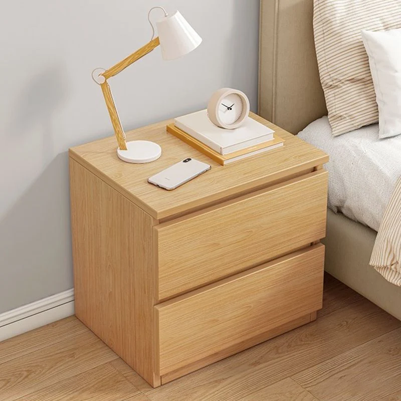 Mesita de noche de madera de color sólido con cajones de 15,7"/23,6" de altura Naturales Clearhalo