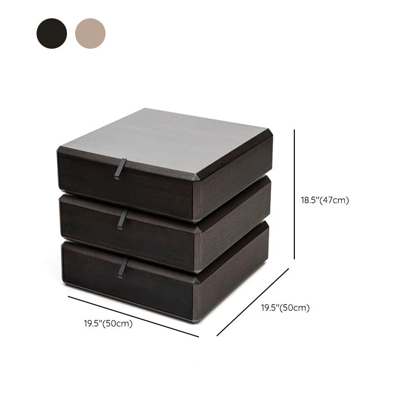Mesita de noche de madera con 3 cajones Gris Clearhalo