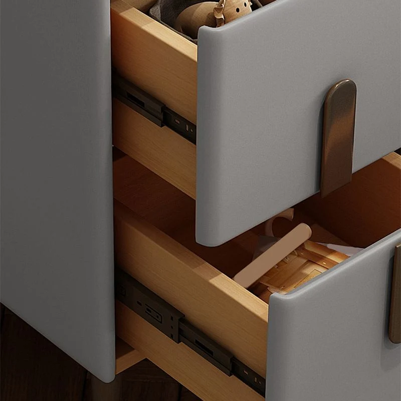 Mesita de noche de madera con cajones Mesita de noche de cama de 20" de alto en blanco/gris Gris Clearhalo