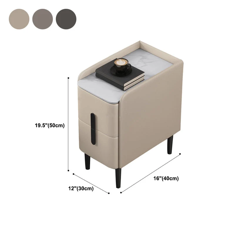 Mesita de noche de madera con cajones Mesita de noche de cama de 20" de alto en blanco/gris Gris Clearhalo