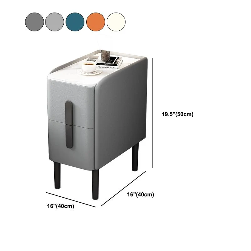 Mesita de noche de madera con 2 cajones Mesita de noche de 20" de alto con patas Gris Clearhalo