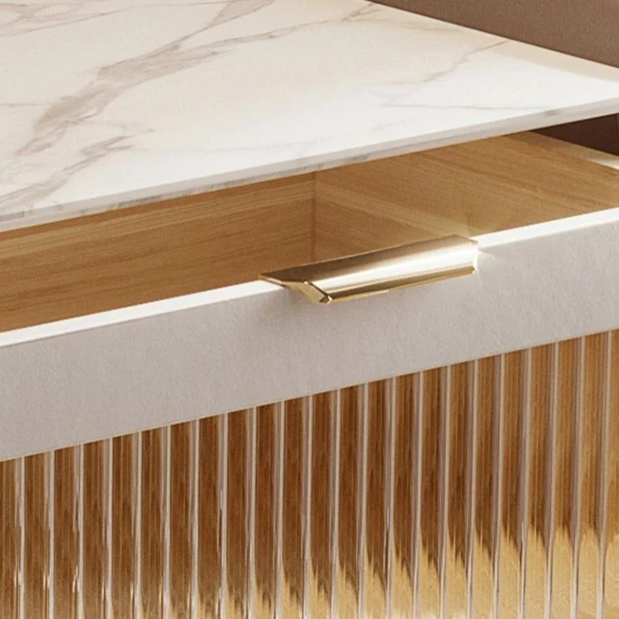 Mesita de noche de madera con detalles en vidrio de 20,5" de alto y 2 cajones Naranja Clearhalo