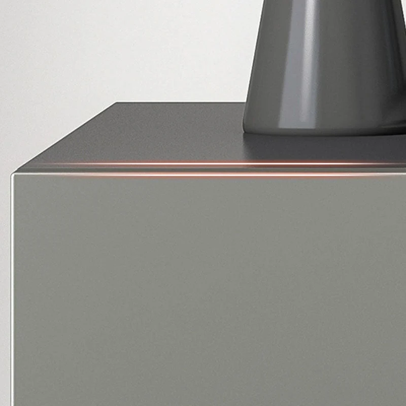 Mesita de noche de madera contemporánea, mesita de noche con 2 cajones para dormitorio Gris Clearhalo