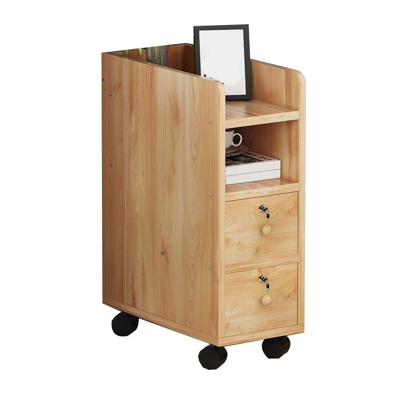 Mesita de noche de madera contemporánea para dormitorio, mesita de noche con 2 cajones Blanco Clearhalo