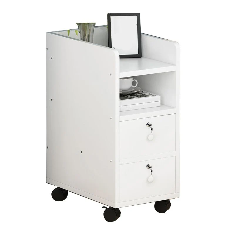Mesita de noche de madera contemporánea para dormitorio, mesita de noche con 2 cajones Blanco Clearhalo