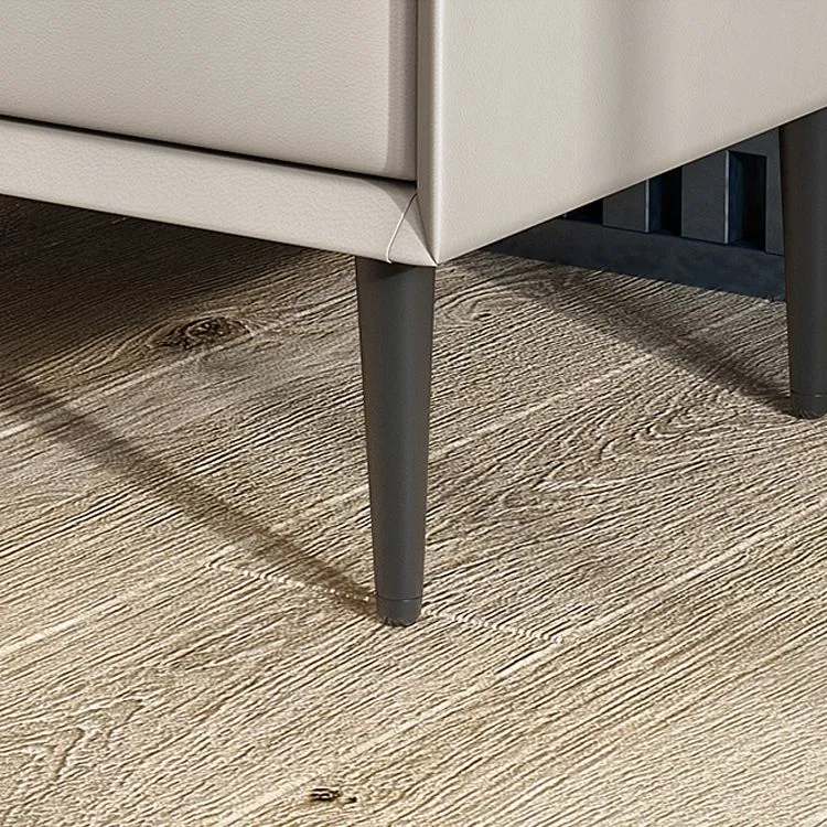 Mesita de noche de madera y cuero Mesita de noche minimalista moderna con cajones Gris Clearhalo