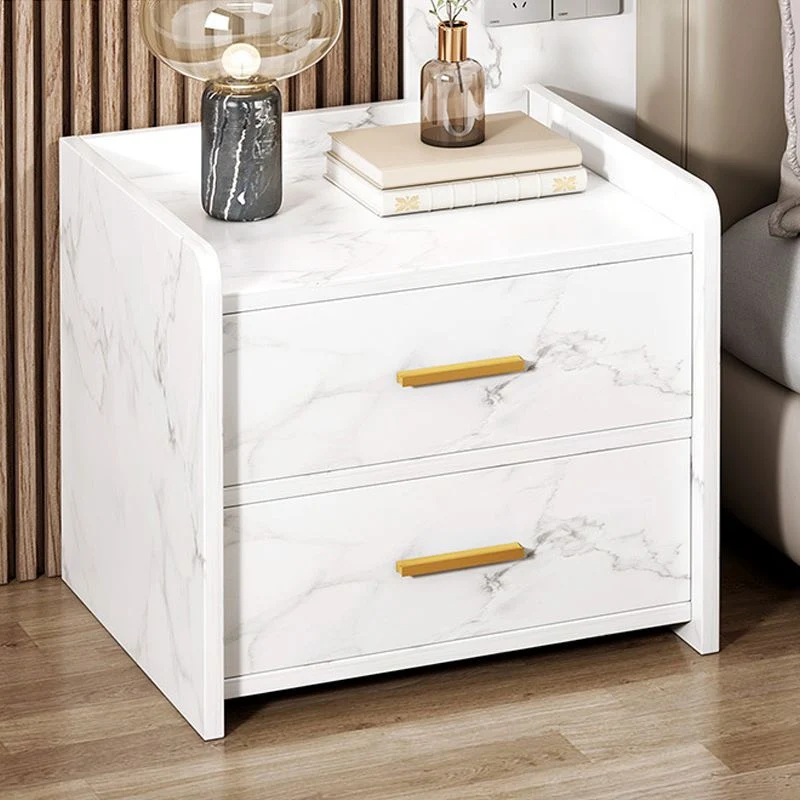 Mesita de noche de madera fabricada moderna con cajones incluidos mesa de noche para dormitorio Blanco Clearhalo