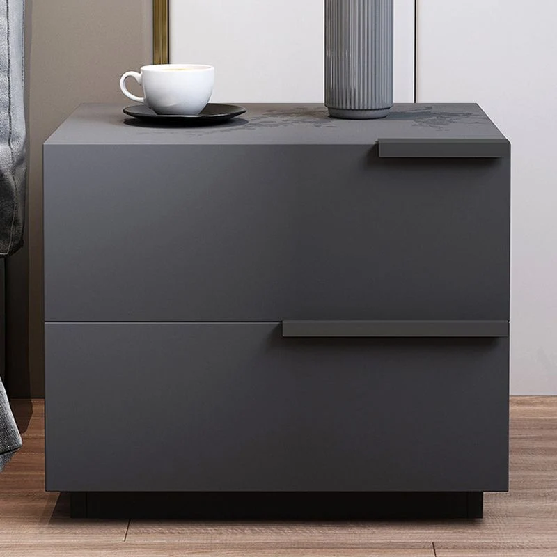 Mesita de noche de madera fabricada moderna con cajones incluidos mesita de noche para dormitorio Gris Clearhalo