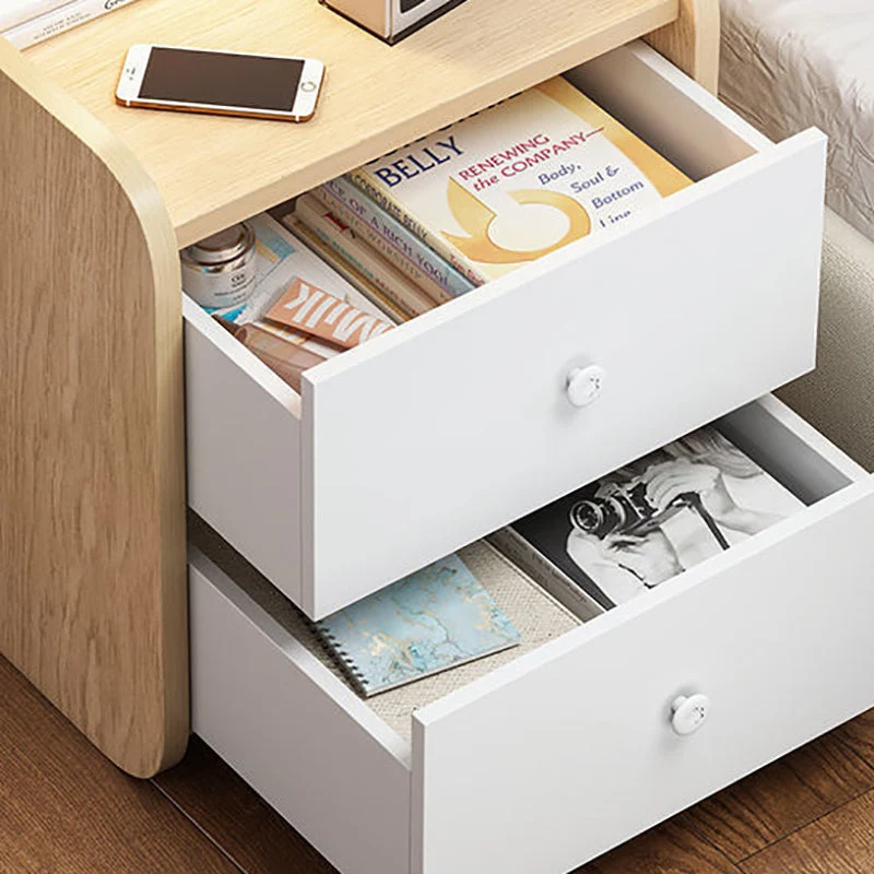 Mesita de noche de madera de ingenierí, mesa decorativa moderna para dormitorio Blanco Clearhalo
