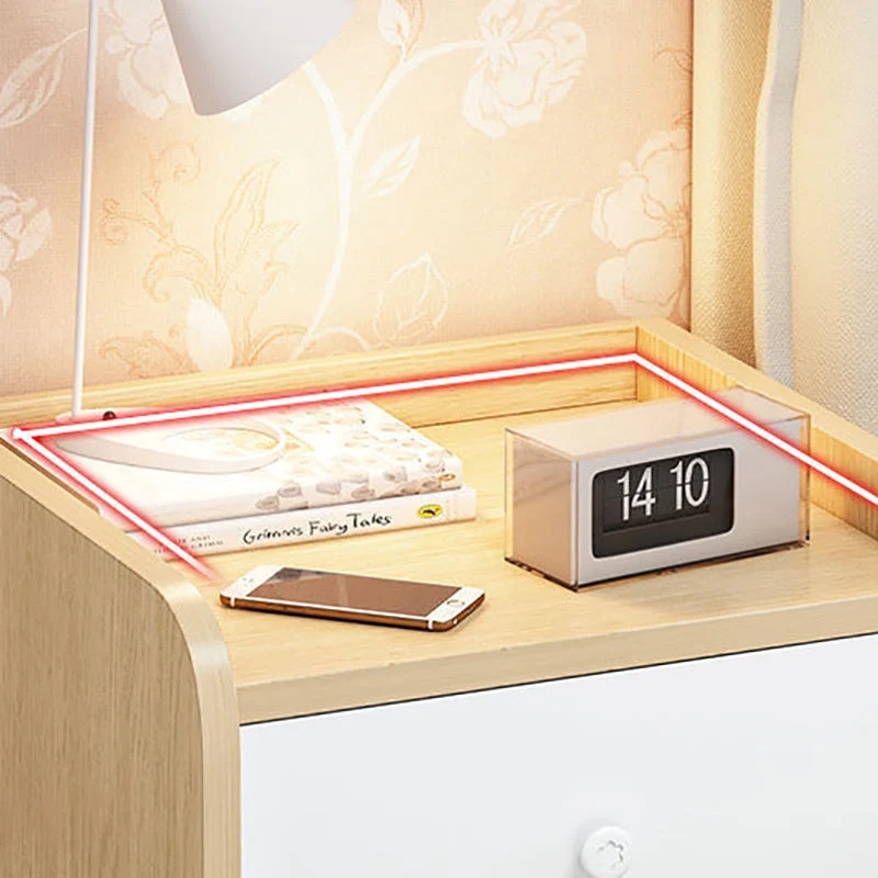 Mesita de noche de madera de ingenierí, mesa decorativa moderna para dormitorio Blanco Clearhalo