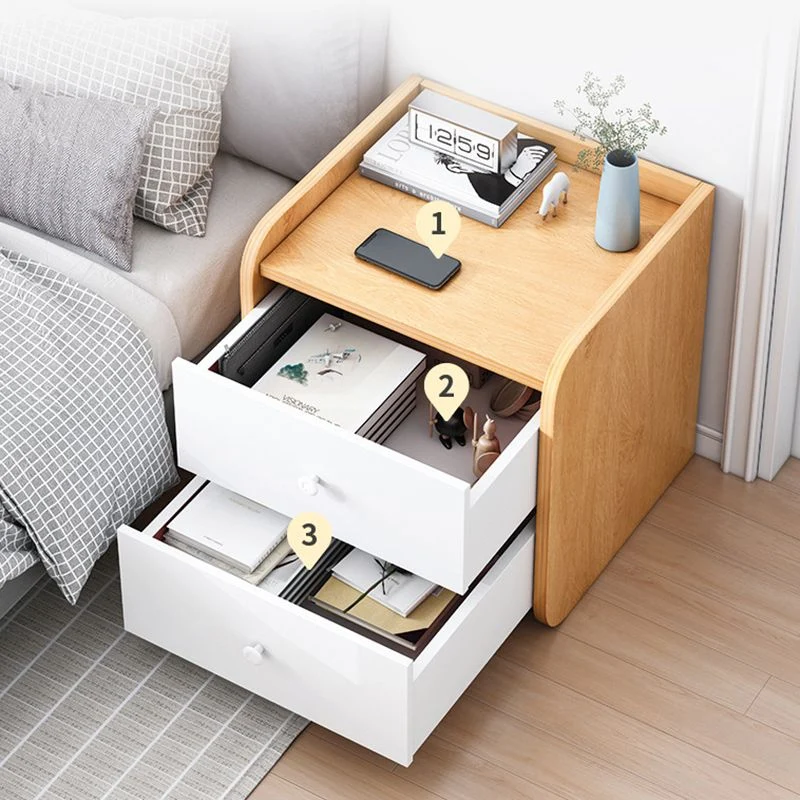 Mesita de noche de madera de ingenierí, mesa de noche moderna para dormitorio Blanco Clearhalo