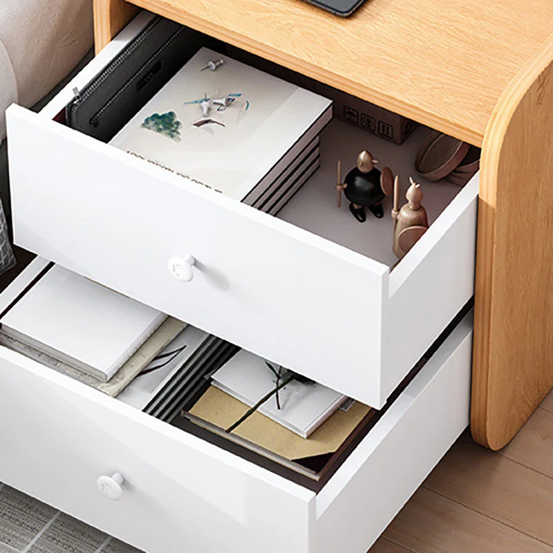 Mesita de noche de madera de ingenierí, mesa de noche moderna para dormitorio Blanco Clearhalo
