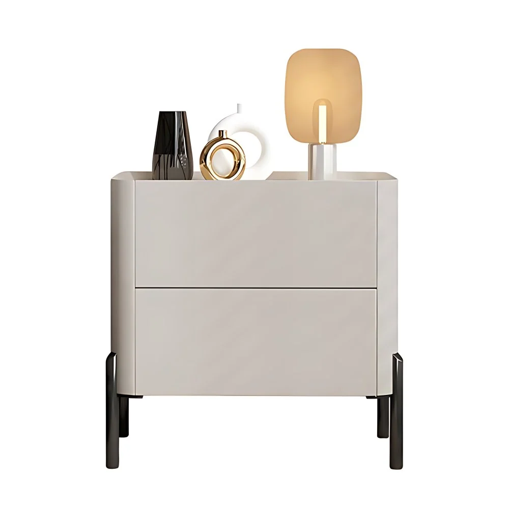 Mesita de noche de madera de ingenierí, mesita de noche moderna con cajones Gris Clearhalo