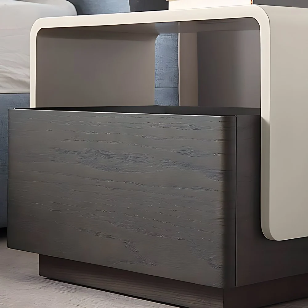 Mesita de noche de madera de ingenierí, mesita de noche moderna con cajón Gris Clearhalo