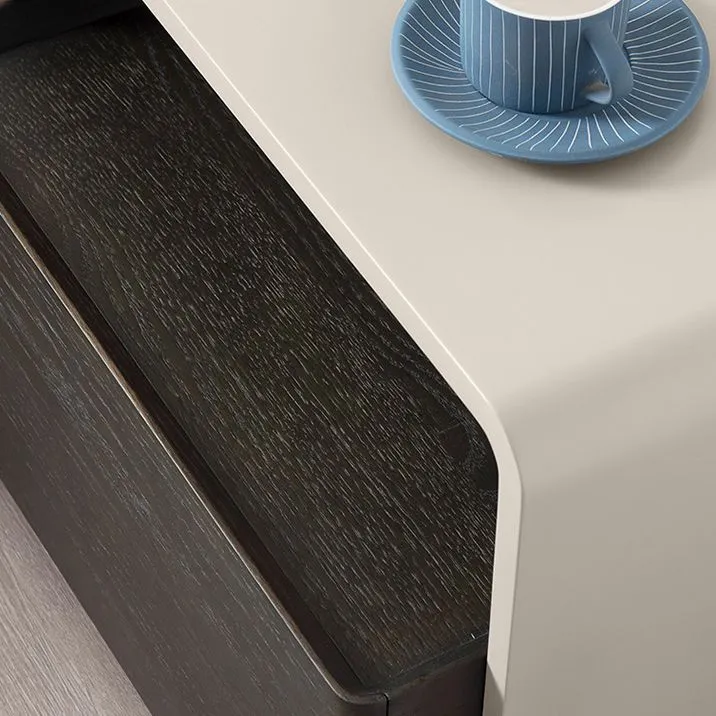 Mesita de noche de madera de ingenierí, mesita de noche moderna con cajón Gris Clearhalo