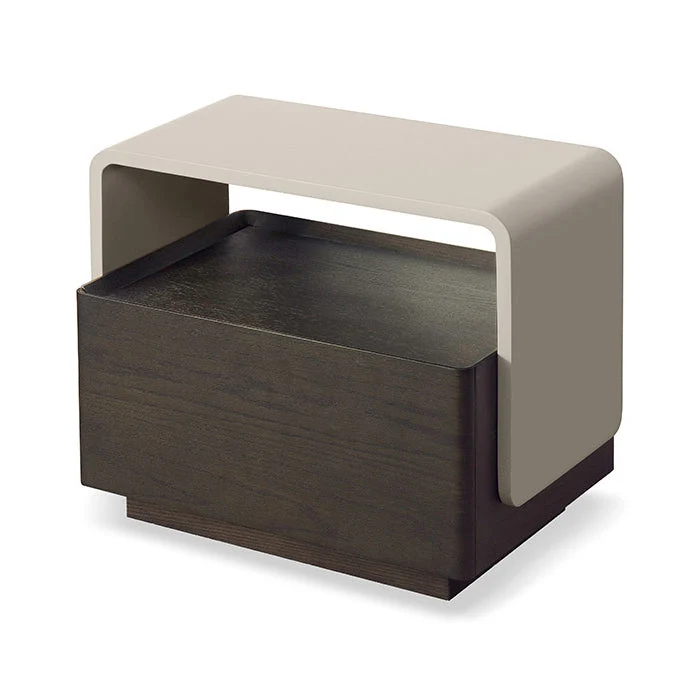 Mesita de noche de madera de ingenierí, mesita de noche moderna con cajón Gris Clearhalo