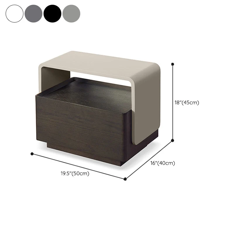 Mesita de noche de madera de ingenierí, mesita de noche moderna con cajón Gris Clearhalo