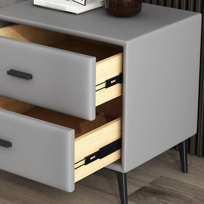 Mesita de noche de madera maciza de 18.0 de alto, cajón de piel sintética, patas de almacenamiento incluidas, mesa de noch...