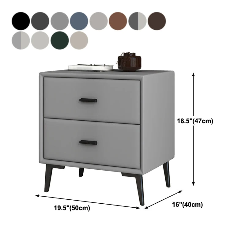 Mesita de noche de madera maciza de 18.0 de alto, cajón de piel sintética, patas de almacenamiento incluidas, mesa de noch...