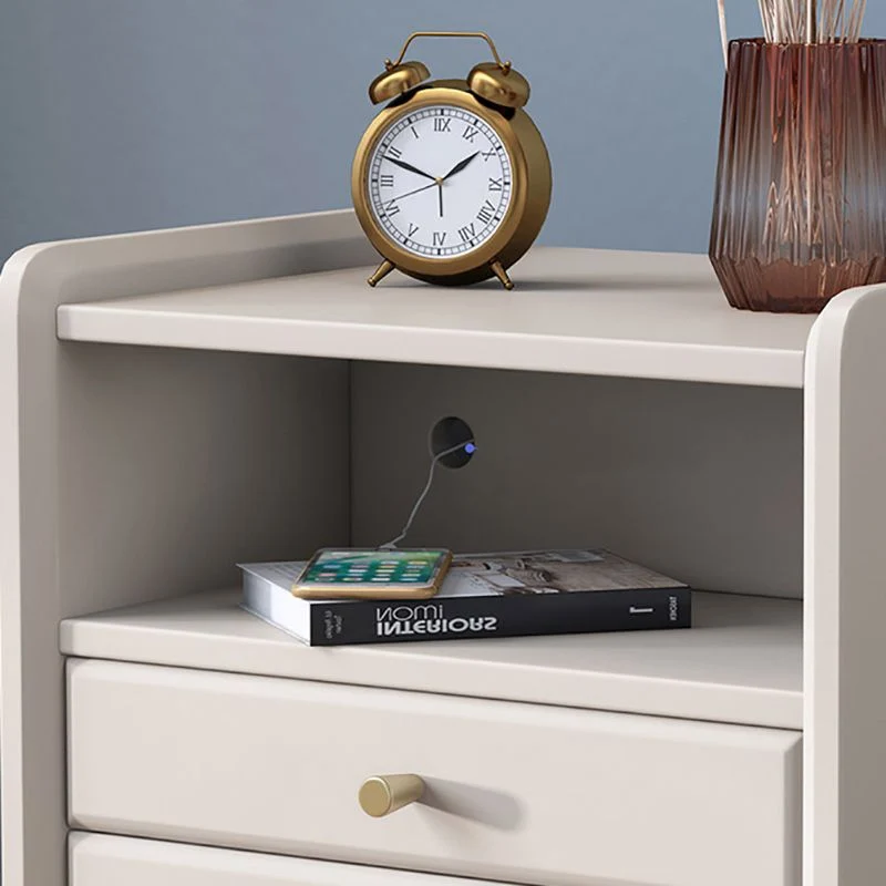 Mesita de noche de madera maciza con 2 cajones, mesa de noche contemporánea con 1 estante, 21,3" de alto Gris Clearhalo