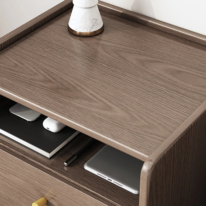 Mesita de noche de madera maciza con 2 cajones y 1 estante, 20,9" de alto Naturales Clearhalo