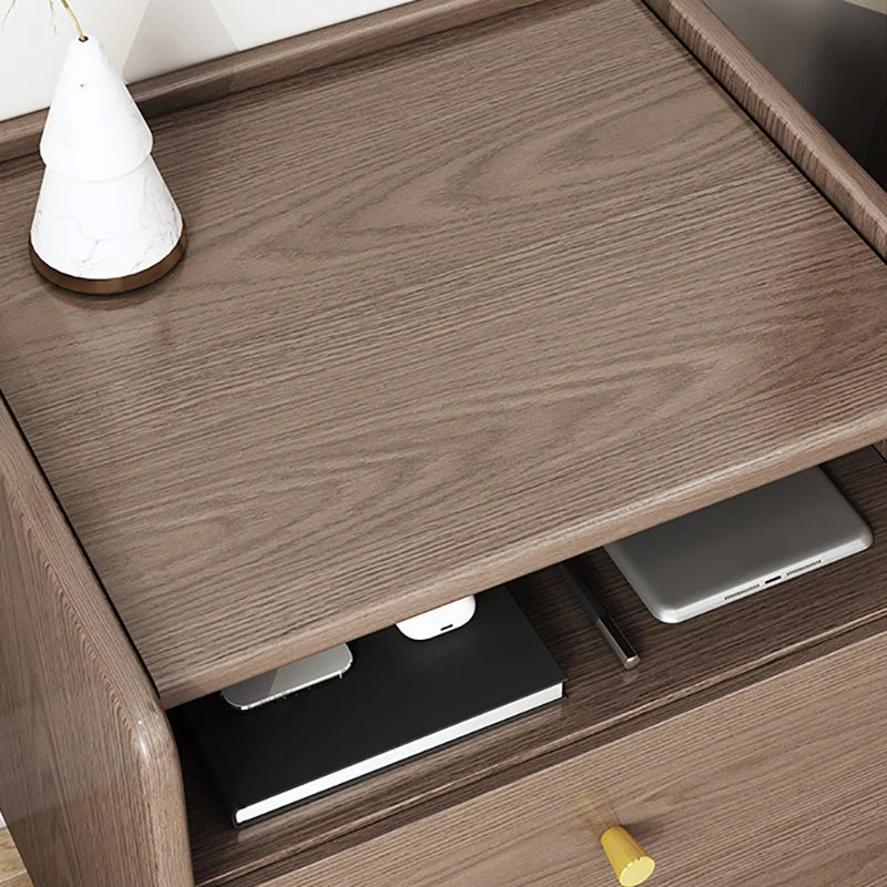 Mesita de noche de madera maciza con 2 cajones y 1 estante, 20,9" de alto Naturales Clearhalo