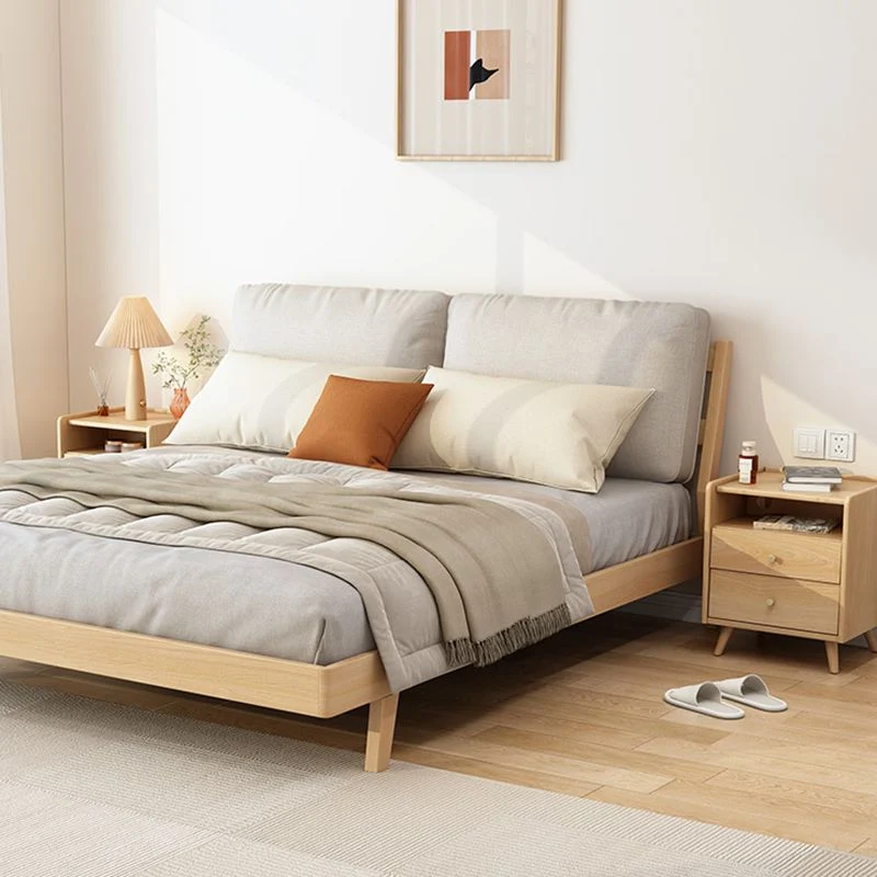Mesita de noche de madera maciza con 2 cajones y 1 estante, 20,9" de alto Naturales Clearhalo