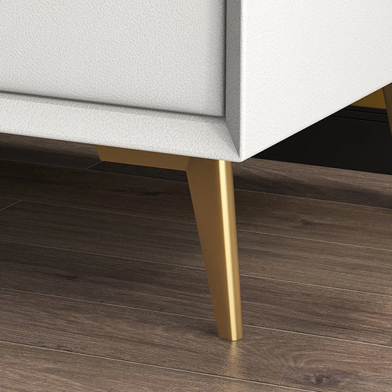 Mesita de noche de madera maciza con patas incluidas, mesa decorativa con 2 cajones Beis Clearhalo