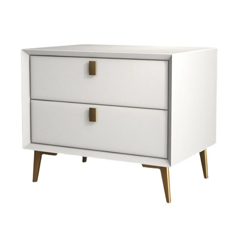 Mesita de noche de madera maciza con patas incluidas, mesa decorativa con 2 cajones Beis Clearhalo