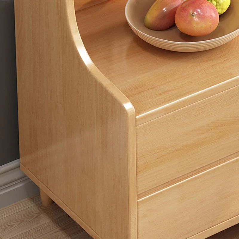 Mesita de noche de madera maciza, mesa de noche moderna con 2 cajones Marron Clearhalo